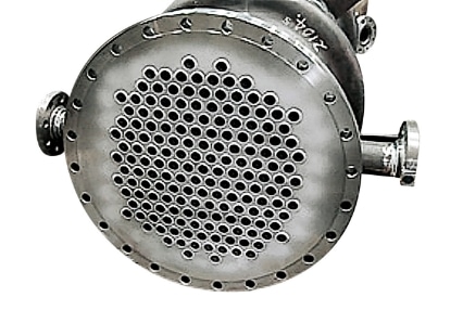多管円筒式熱交換器(チューブバンドル部)の写真